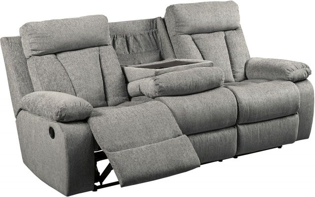 Signature Design by Ashley® Mitchiner Fog Reclining Sofa with Drop Down Table-2