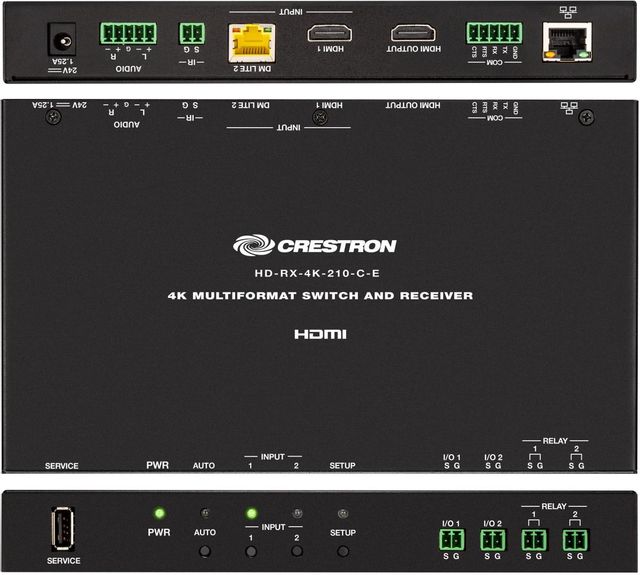 Crestron® Black 4K 3x1 Scaling Auto-Switcher and DM Lite® Wall Plate Extender over CATx Cable 3