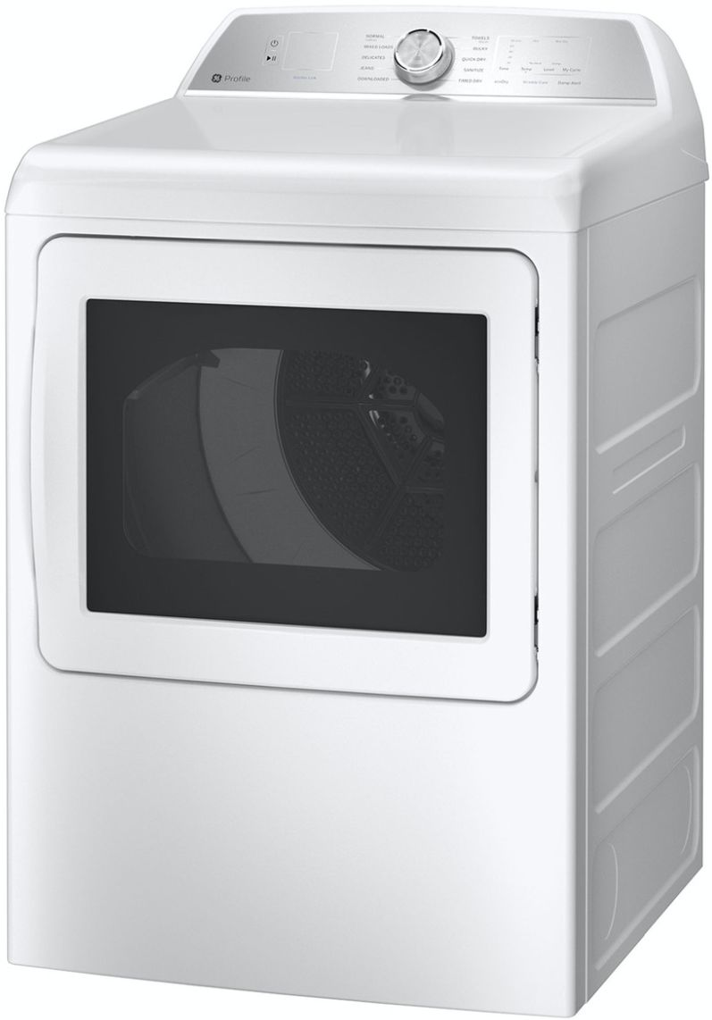 GE Profile™ 7.4 Cu. Ft. White Front Load Natural Gas Dryer | Yale 