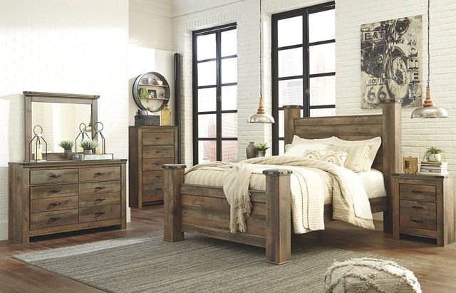 Signature Design by Ashley® Trinell Rustic Brown King Poster Bed-2