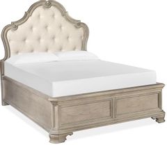 Magnussen Home® Jocelyn Nouveau Weathered Taupe Complete Queen Shaped Bed with Upholstered Headboard