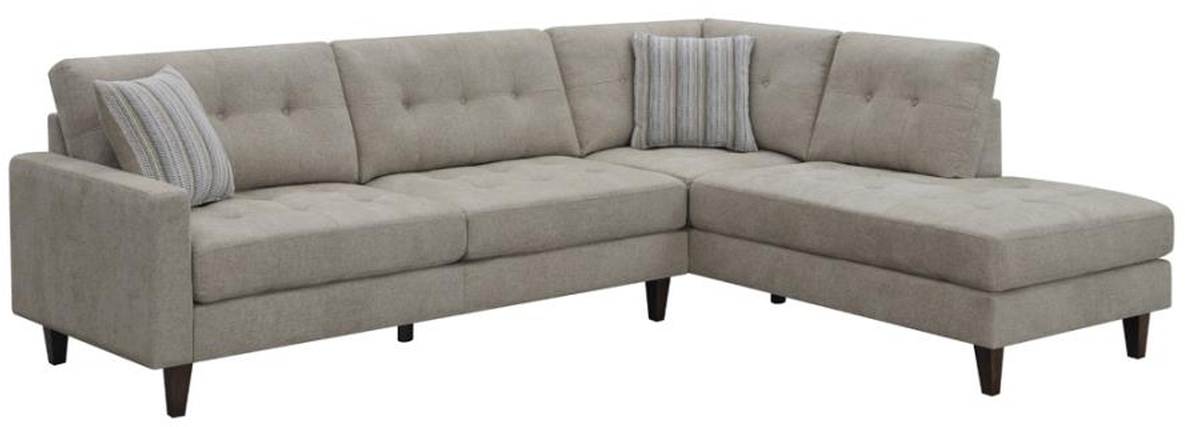 Coaster Barton Toast Brown Upholstered Tufted Sectional Pearls