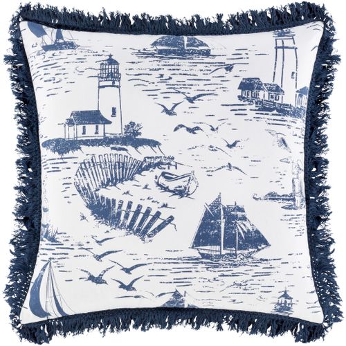 Surya Castaway Navy 20"x20" Toss Pillow with Polyester Insert