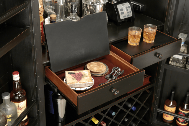 Howard Miller® Sambuca Worn Black Wine & Bar Cabinet 2