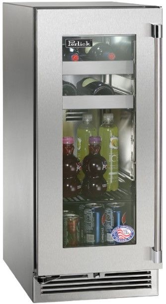 Perlick® Marine Signature Series Stainless Steel 15" Glass Door Beverages Center-0