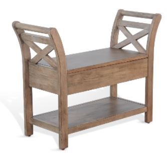 Sunny Designs™ Buck Skin Accent Bench with Storage and Wood Seat