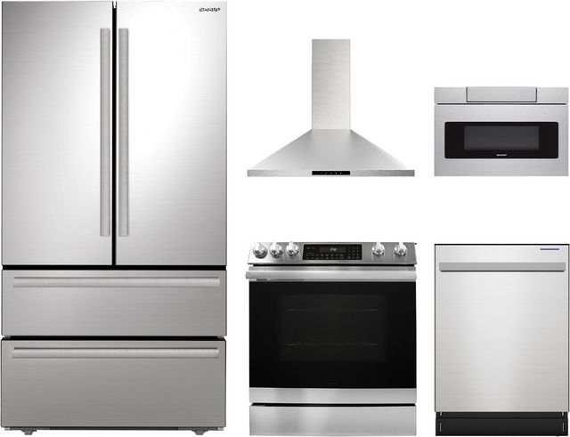 Sharp® 5 Piece Stainless Steel Kitchen Appliance Package