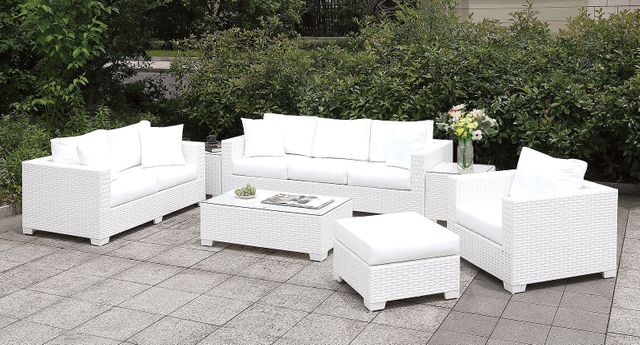 Furniture of America® Somani II White Patio Small Ottoman 1