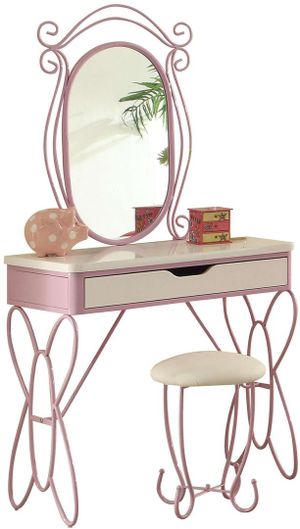 ACME Furniture Priya II White/Light Purple Butterfly Vanity Set
