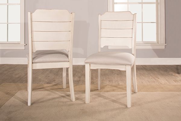 Hillsdale Furniture Clarion Sea White Set of 2 Side Dining Chairs