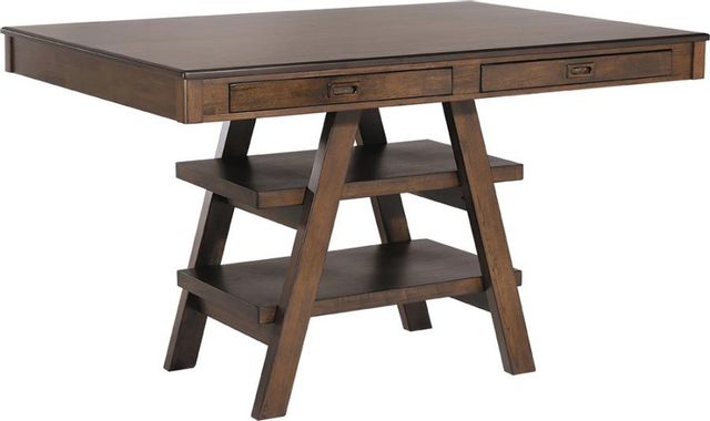 Coaster® Dewey Walnut 2-drawer Counter Height Table with Open Shelves