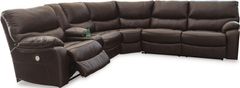 Signature Design by Ashley® Family Circle 3-Piece Dark Brown Left-Arm Facing Power Reclining Sectional with Console