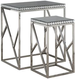 Coaster® 2-Piece Silver Mirror Top Nesting Tables