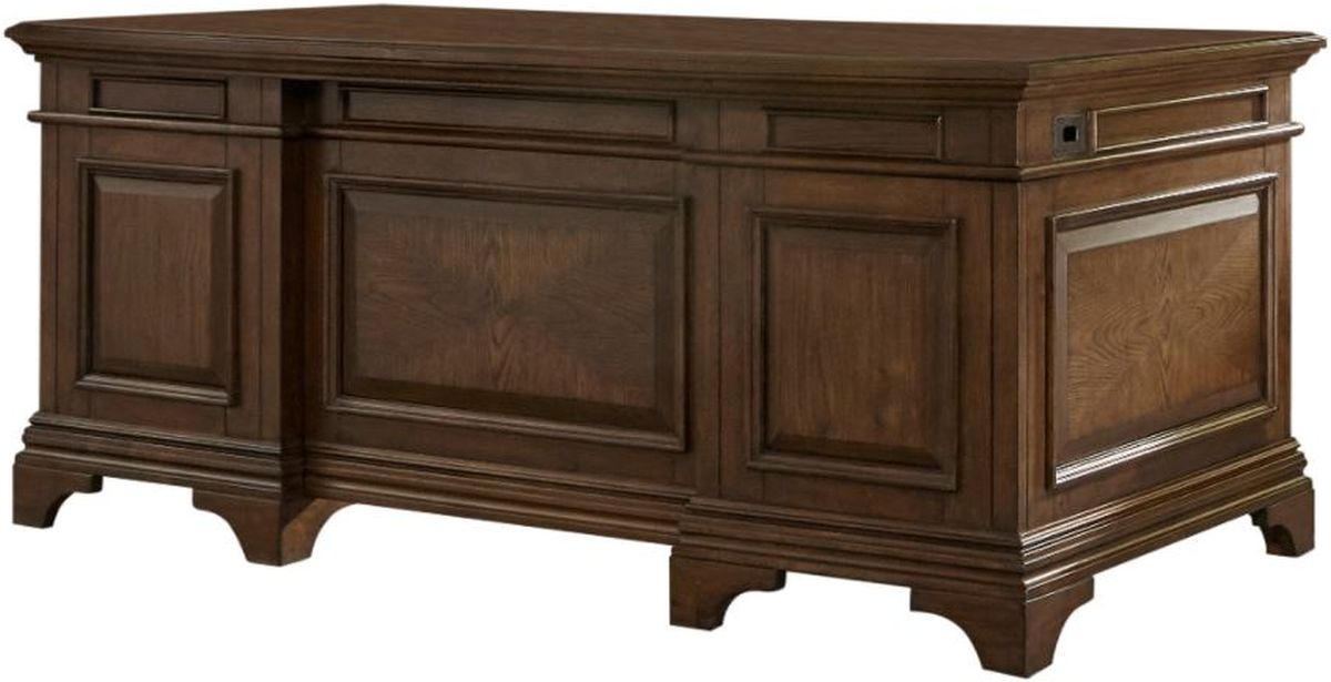 Coaster® Hartshill Burnished Oak Executive Desk With File Cabinets | Jarons Furniture Outlet ...