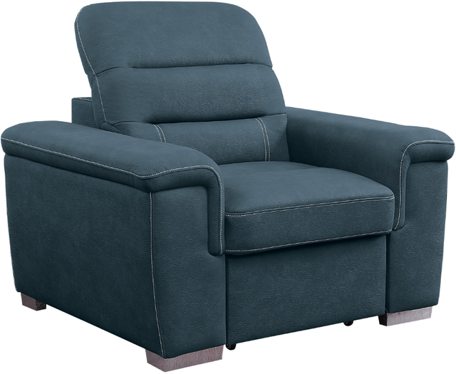Homelegance Alfio Blue Chair With Pull-Out Ottoman 2