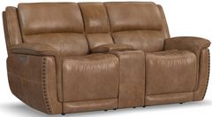 Flexsteel® Beau Sable Power Reclining Loveseat with Console and Power Headrests