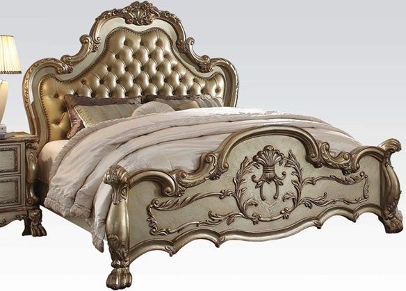 ACME Furniture Dresden Bone/Gold Patina Queen Bed
