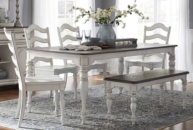 Liberty Furniture Magnolia Manore 6-Piece Antique White Dining Table Set-0