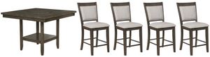Crown Mark Fulton 5 Piece Brown/Grey Counter Height Dining Set