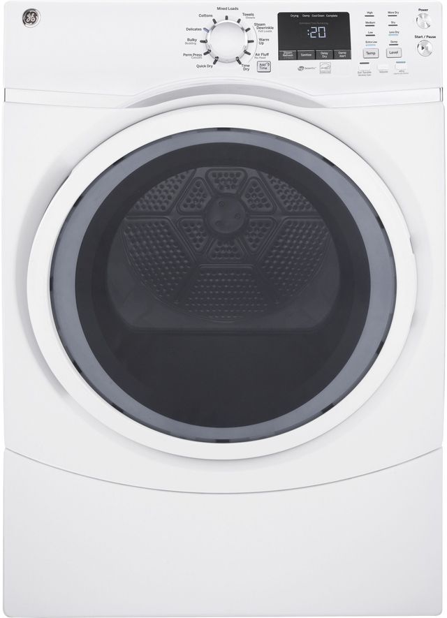 GE® 7.5 Cu. Ft. White Front Load Electric Dryer 0