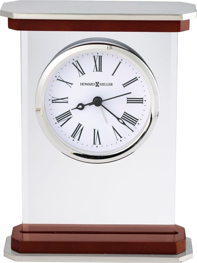 Howard Miller® Mayfield Satin Rosewood/Silver Alarm & Table Clock