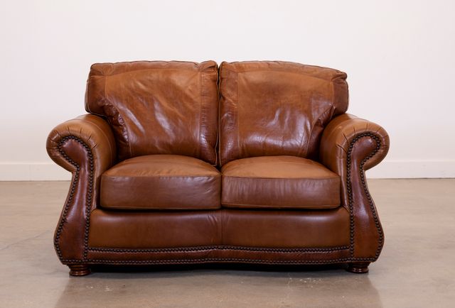 USA Premium Leather Furniture 9055 Brandy Gator All Leather Loveseat-1
