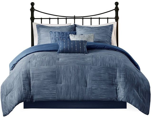 Olliix By Madison Park 7 Piece Navy King Walter Printed Seersucker Comforter Set Fischer