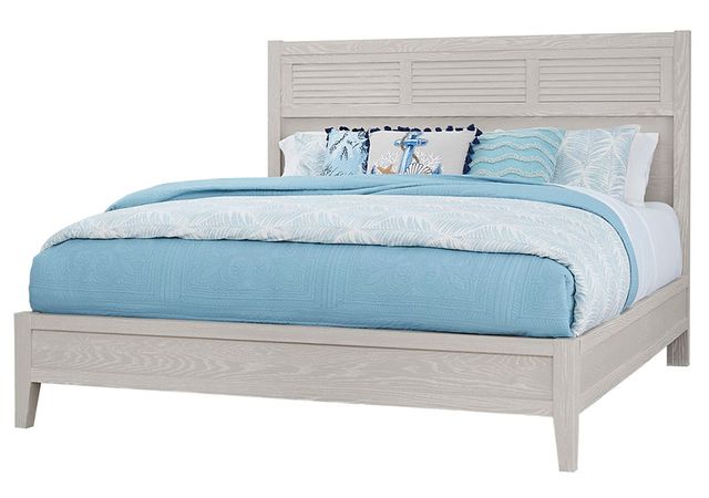 LM Co Home by Vaughan-Bassett Passageways Oyster Grey Queen Louvered Bed With Low Profile Footboard