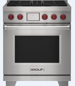 Wolf 30" Stainless Steel Freestanding Dual Fuel Natural Gas Range