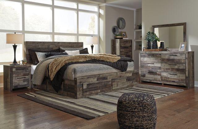Benchcraft® Derekson Multi Gray King Panel Bed with 4 Storage Drawers 2