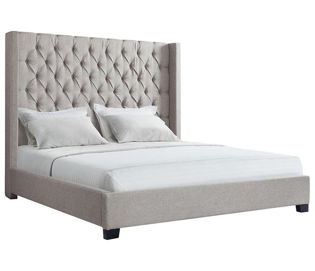 Elements International Morrow Grey King Upholstered Bed-1