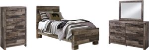 Benchcraft® Derekson 4-Piece Multi Gray Twin Panel Bed Set