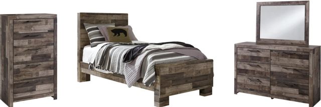 Benchcraft® Derekson 4-Piece Multi Gray Twin Panel Bed Set-0