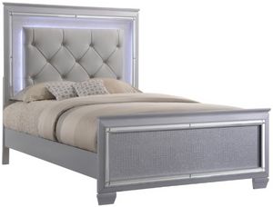 Crown Mark Lillian Gray Queen Upholstered Panel Bed