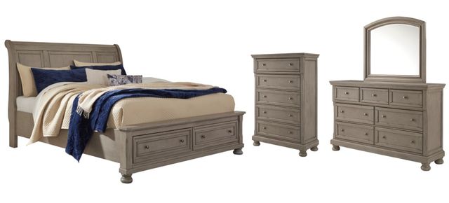 Signature Design by Ashley® Lettner 4-Piece Light Gray California King Sleigh Bed Set 0