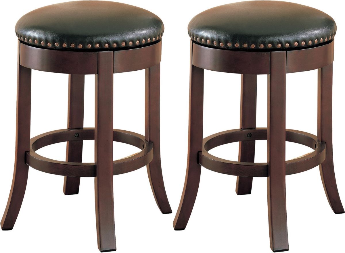 Coaster® Set of 2 Brown Swivel Counter Height Stools With Upholstered Seat