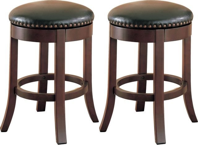 Coaster® Set of 2 Brown Swivel Counter Height Stools With Upholstered Seat-0