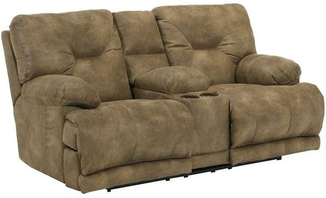 Catnapper® Voyager Brandy Lay Flat Reclining Console Loveseat 1