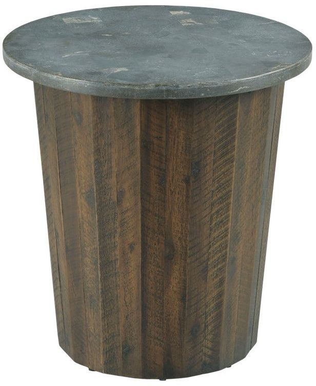 Hammary® Hidden Treasures Blue Stone Top Round Spot Table with Brown Base-0