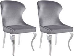 Coaster® Cheyanne 2-Piece Grey/Polished Chrome Upholstered Dining Side Chair Set