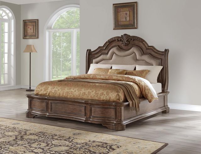 Avalon Furniture Tulsa Light Sandstone 4 Piece King Upholstered Bedroom Set Miskelly Furniture 