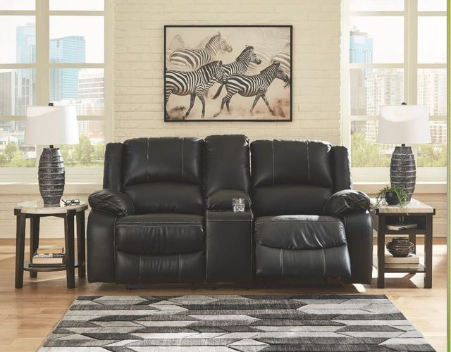 Signature Design by Ashley® Calderwell Black Reclining Loveseat with Console 7