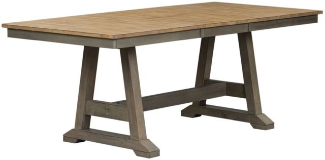 Liberty Furniture Lindsey Farm 7-Piece Gray/Sandstone Trestle Table Set-2