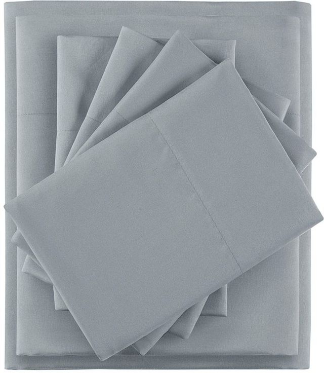 Olliix by Intelligent Design Grey Full Microfiber Sheet Set with Side Storage Pockets-0