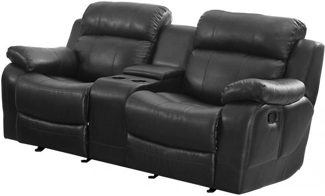 Homelegance® Marille Black Double Reclining Glider Loveseat with Center Console