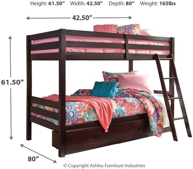 Signature Design by Ashley® Halanton Dark Brown Twin/Twin Bunk Bed with Storage Drawer-2