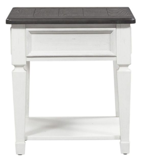 Liberty Furniture Allyson Park Charcoal Drawer End Table with Wire Brushed White Base-1