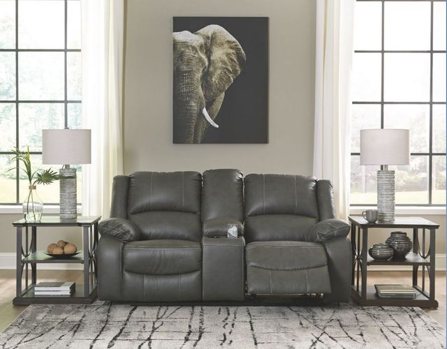 Signature Design by Ashley® Calderwell Gray Reclining Loveseat with Console 6