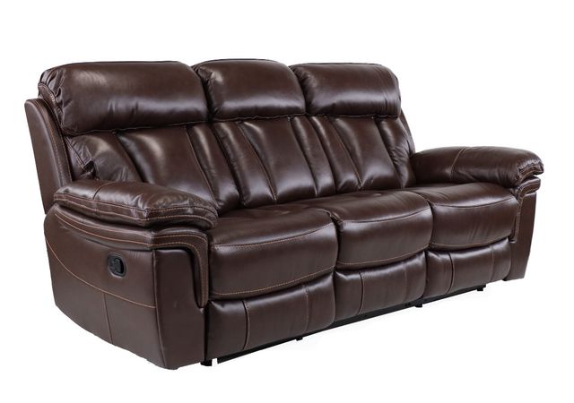 Man Wah Brown Leather Reclining Sofa-2