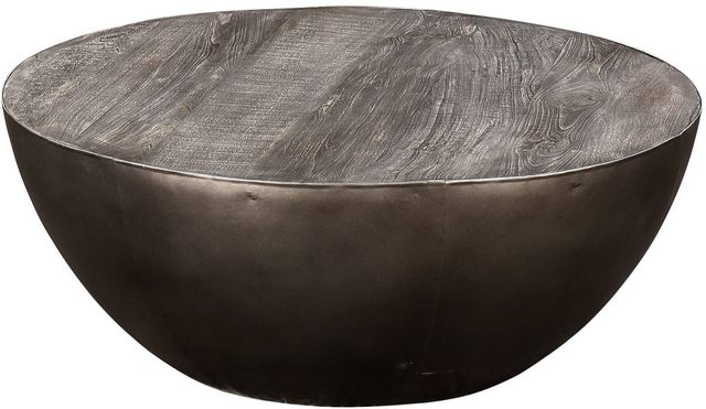Crestview Collection Bengal Manor Distressed Grey Drum Base Cocktail Table-0